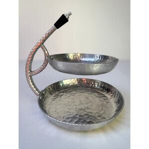 Vintage Everlast Hammered Aluminum Two Tier Server Art Deco Tableware